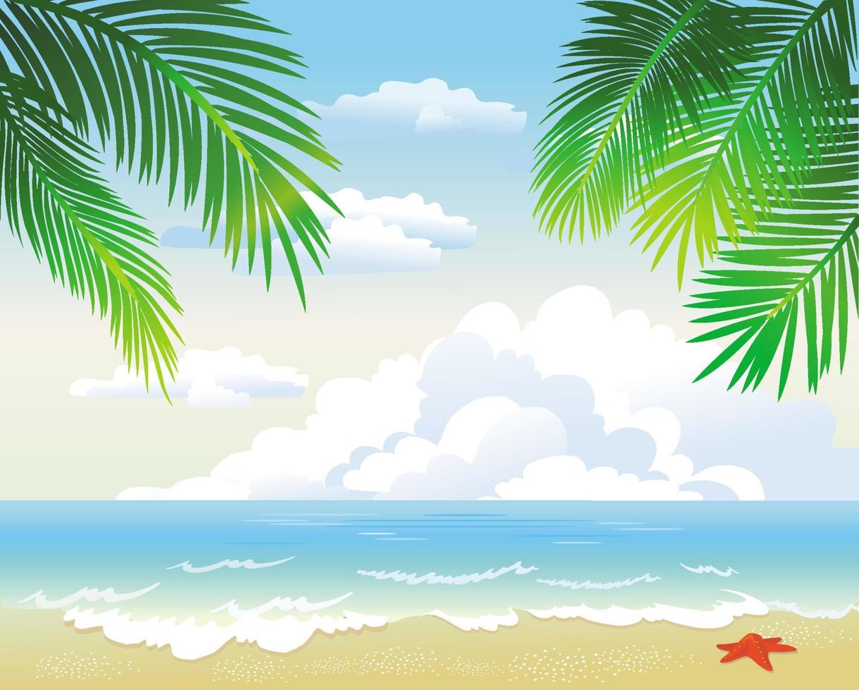 tropicale spiaggia con palma vettore