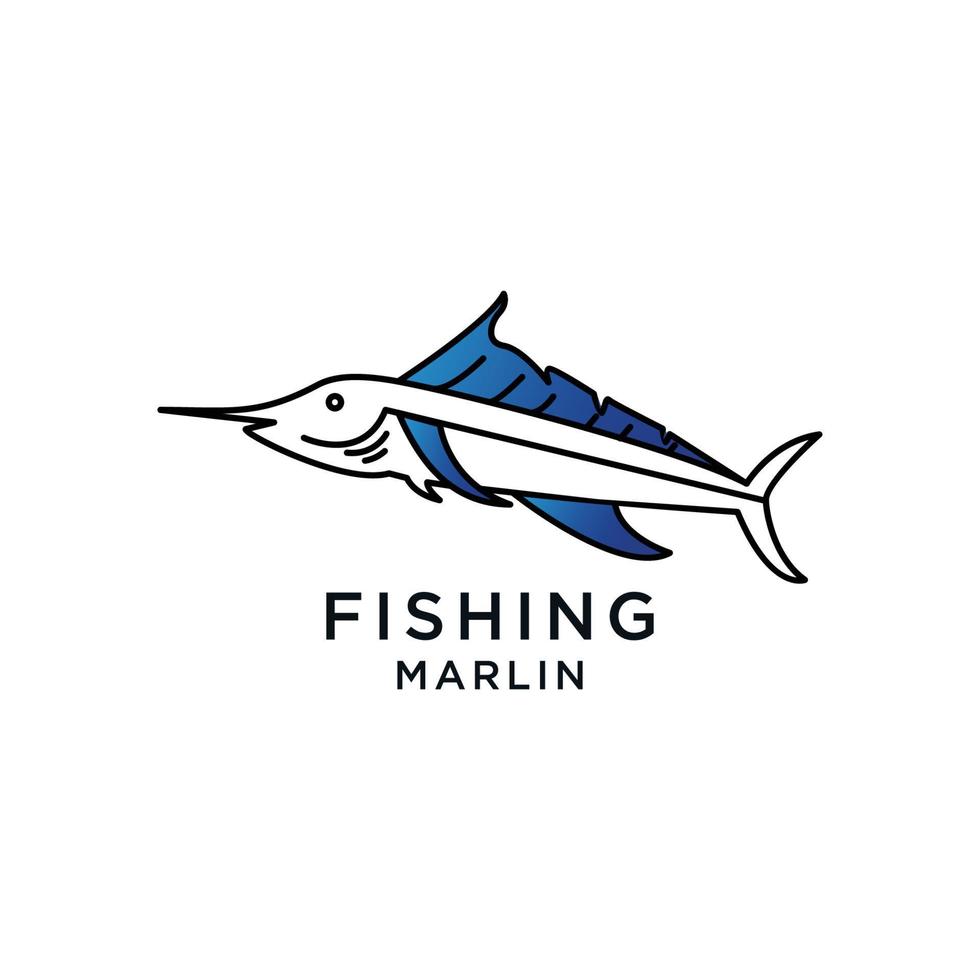 pesca Marlin design modello piatto vettore