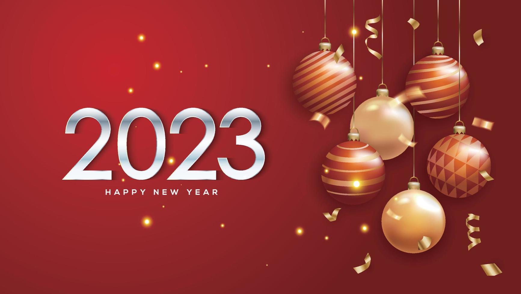 2023 contento nuovo anno numero testo effetto sfondo design. saluto carta, compleanno striscione, manifesto. lusso vettore illustrazione.