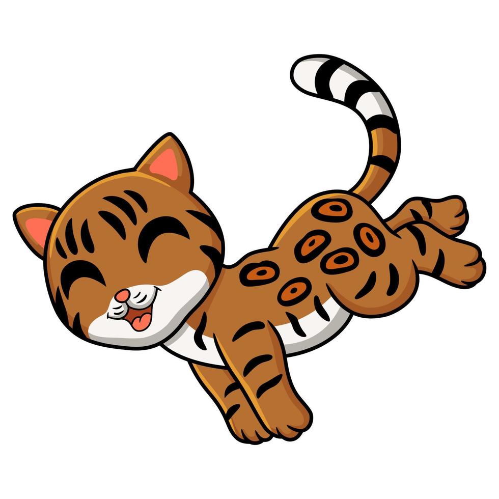 carino Bengala gatto cartone animato a piedi vettore