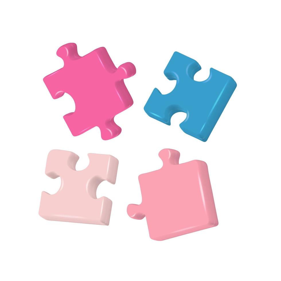 3d rendere illustrazione di colorato sega puzzle cubi, strategia sega attività commerciale e formazione scolastica concetto. vettore isolato icone.
