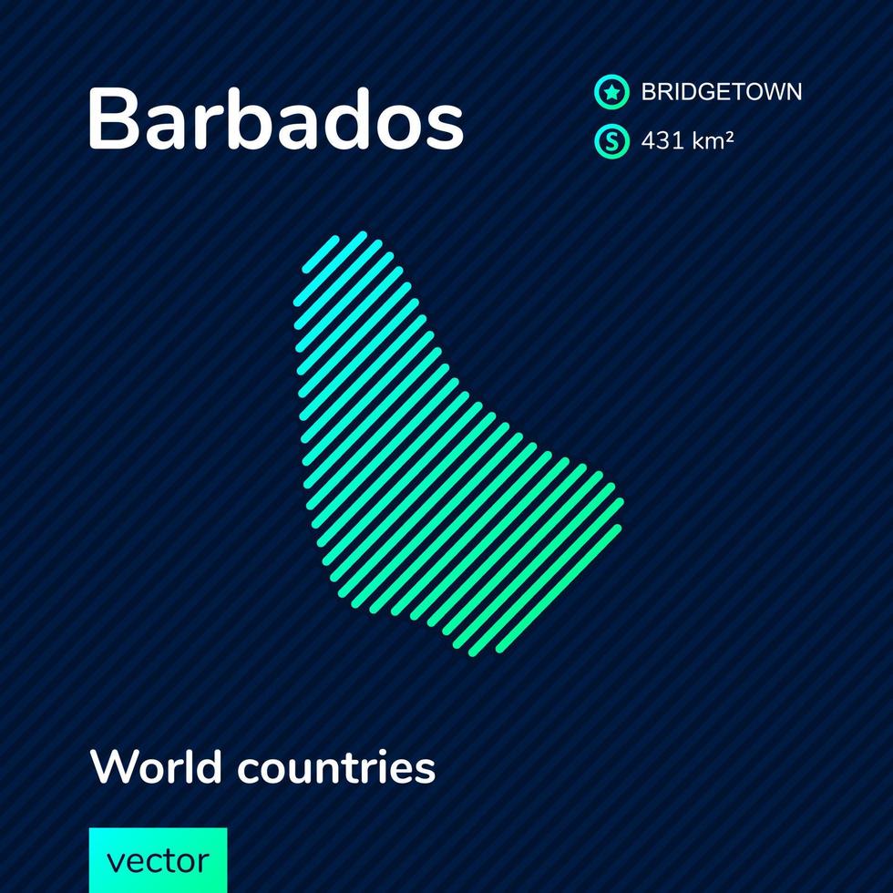 vettore piatto carta geografica di barbados nel blu e verde menta colori su a strisce sfondo. educativo striscione, manifesto di barbados