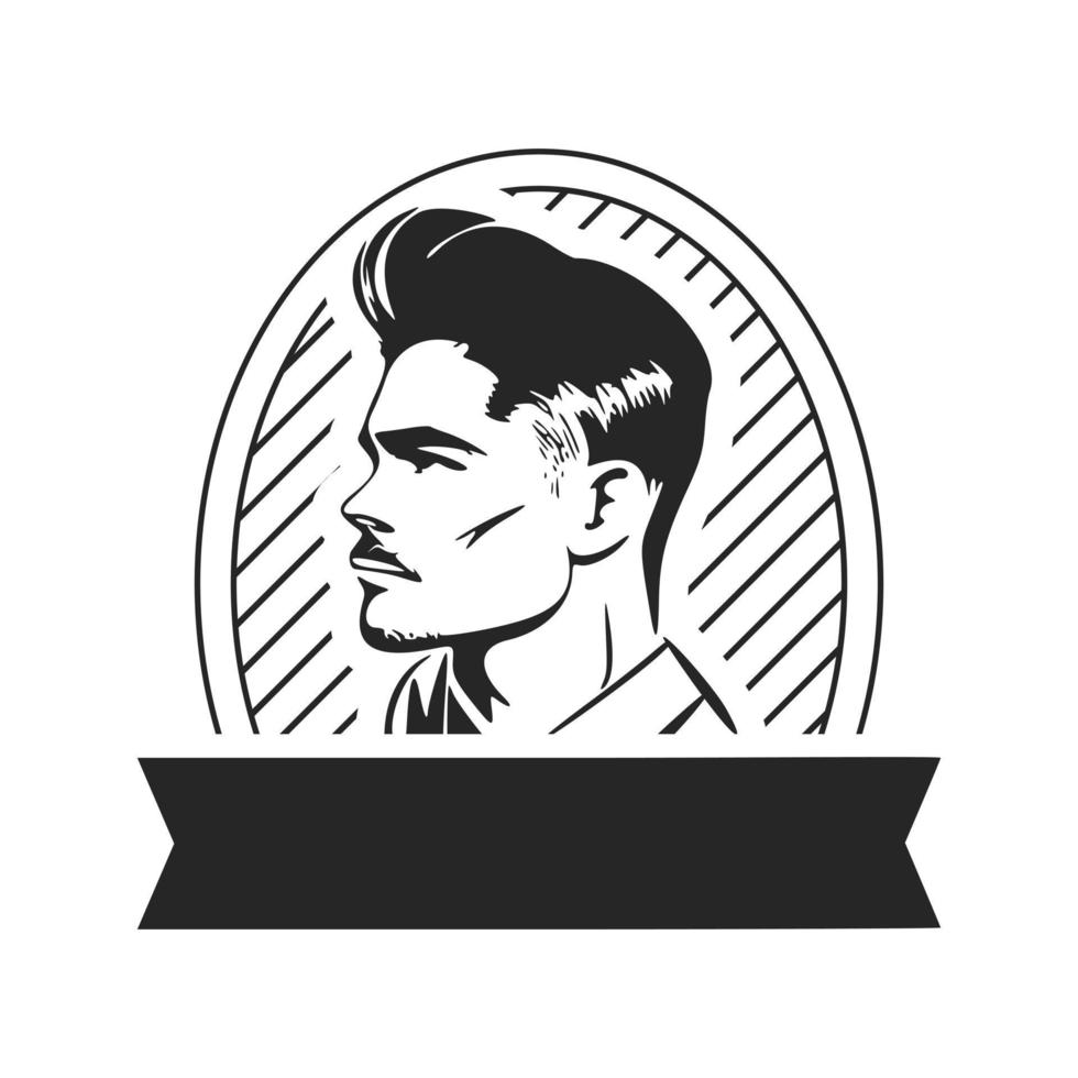 logo di un' elegante uomo con un' barba. il logo può depict un' stilizzato design per un' barbiere o salone. vettore