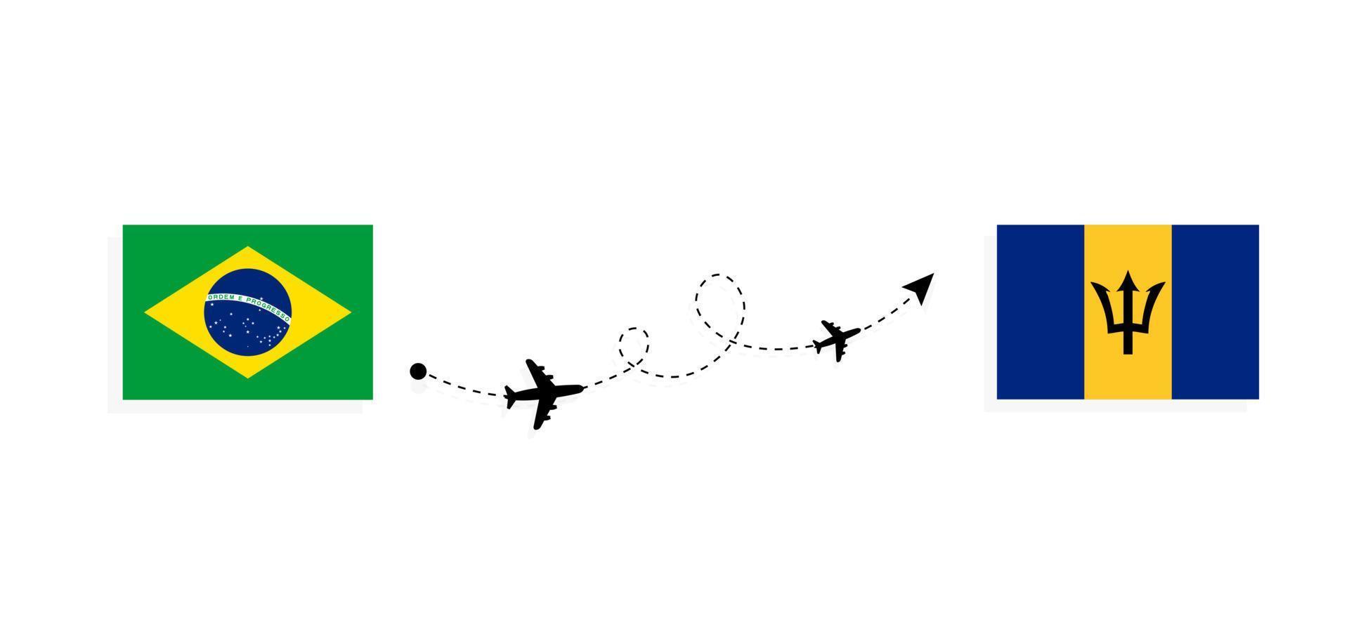 volo e viaggio a partire dal brasile per barbados di passeggeri aereo viaggio concetto vettore