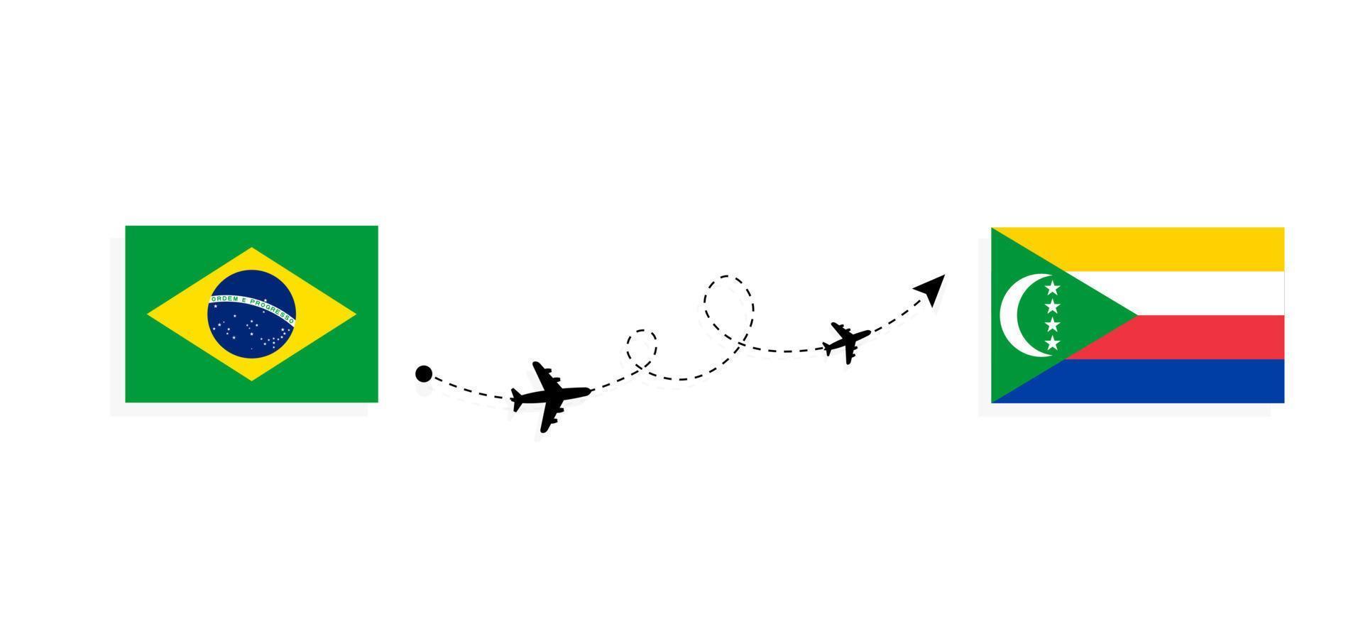 volo e viaggio a partire dal brasile per comore di passeggeri aereo viaggio concetto vettore