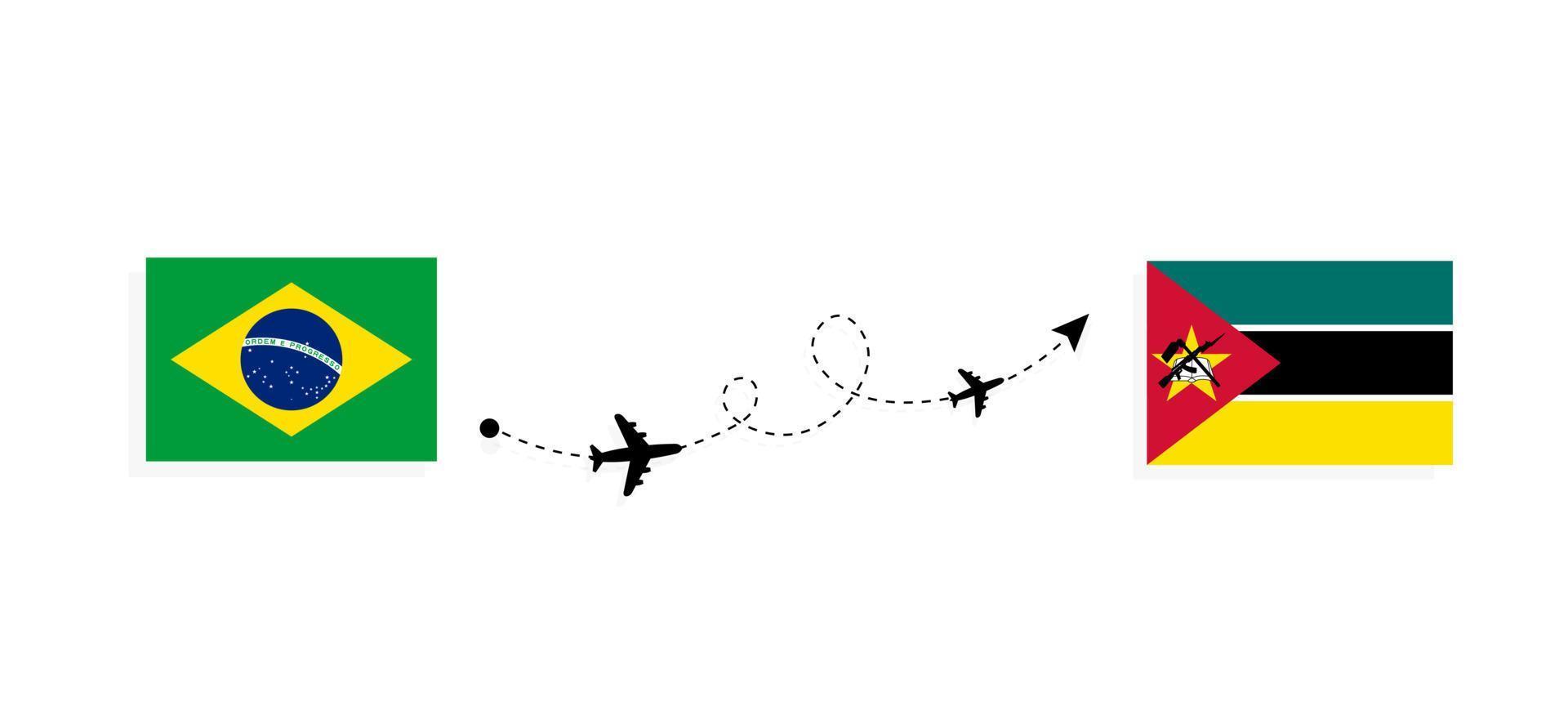 volo e viaggio dal Brasile al Mozambico con il concetto di viaggio in aereo passeggeri vettore