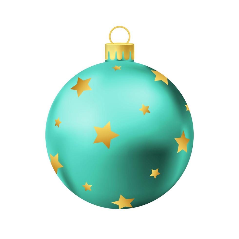 turchese Natale albero palla con oro stella vettore