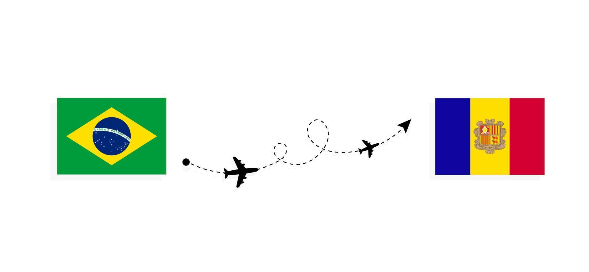 volo e viaggio a partire dal brasile per andorra di passeggeri aereo viaggio concetto vettore