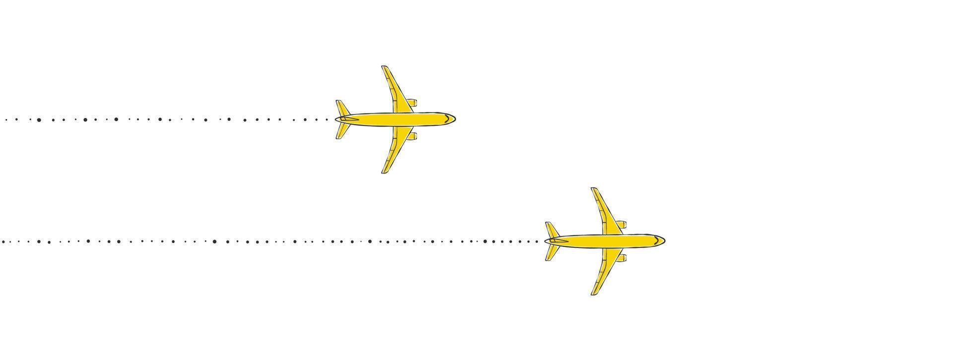 aereo itinerari. Due volante aerei. aereo sentiero. viaggio concetto. vettore illustrazione