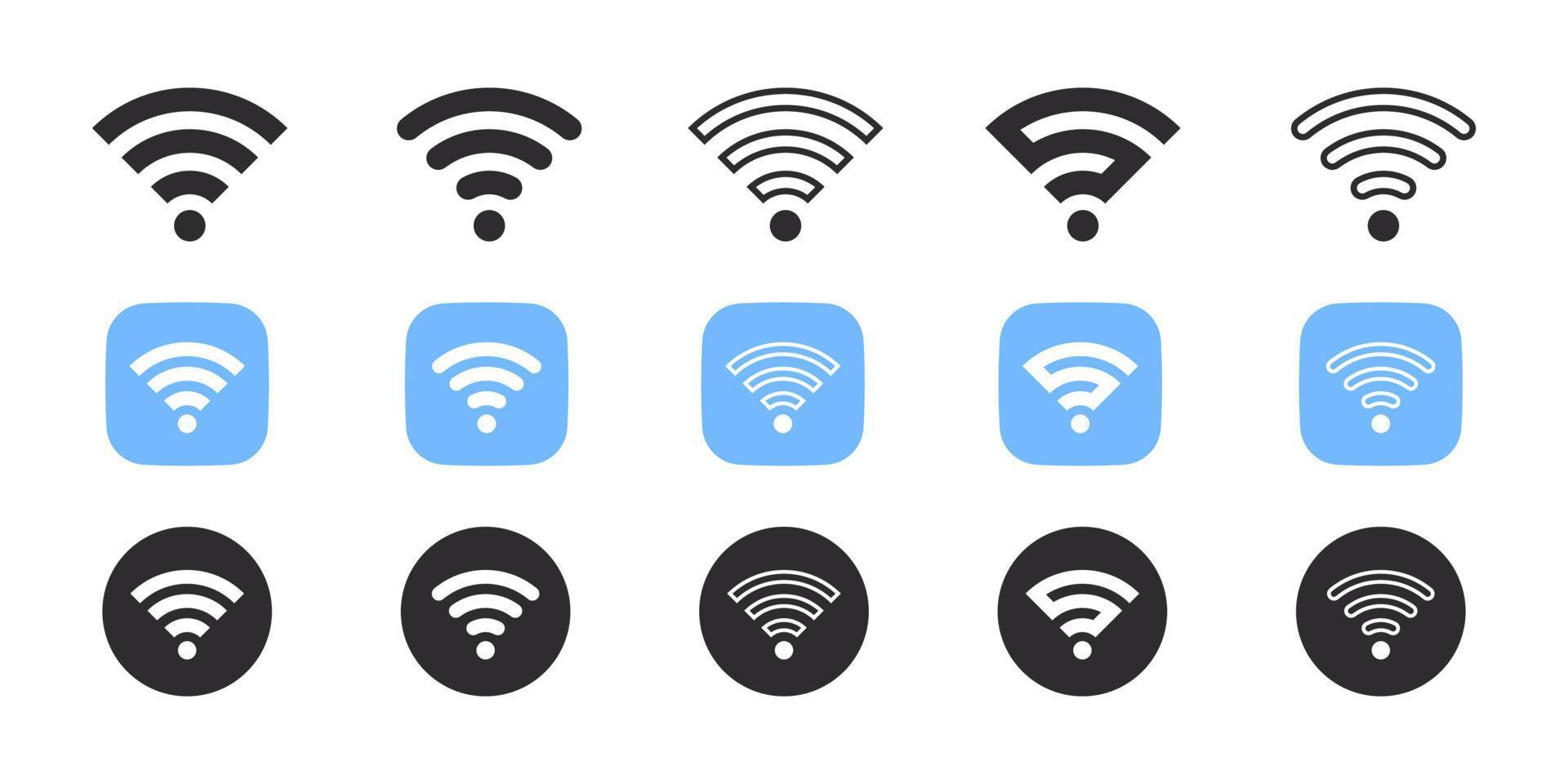 senza fili e Wi-Fi icone. Wi-Fi segnale icone. senza fili Internet simbolo. vettore icone