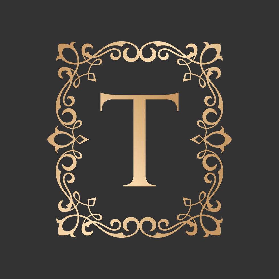 lusso lettera logo con Vintage ▾ barocco ornamento telaio vettore