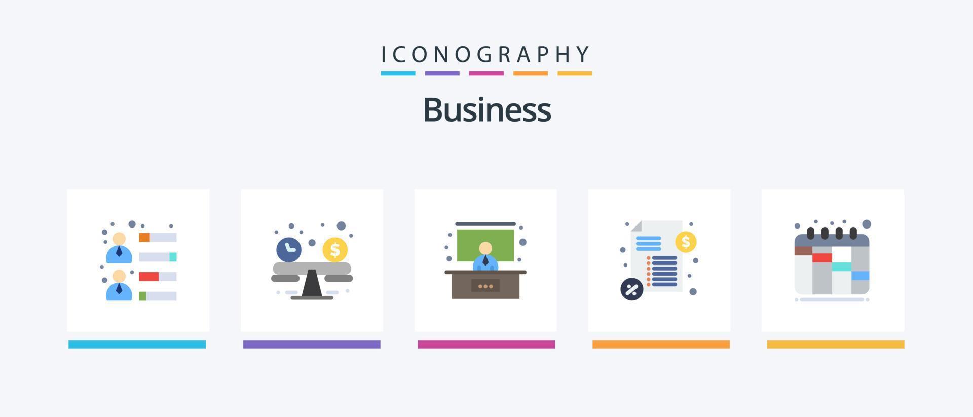 attività commerciale piatto 5 icona imballare Compreso . flusso di lavoro. presentazione. pianificazione. pagamento. creativo icone design vettore