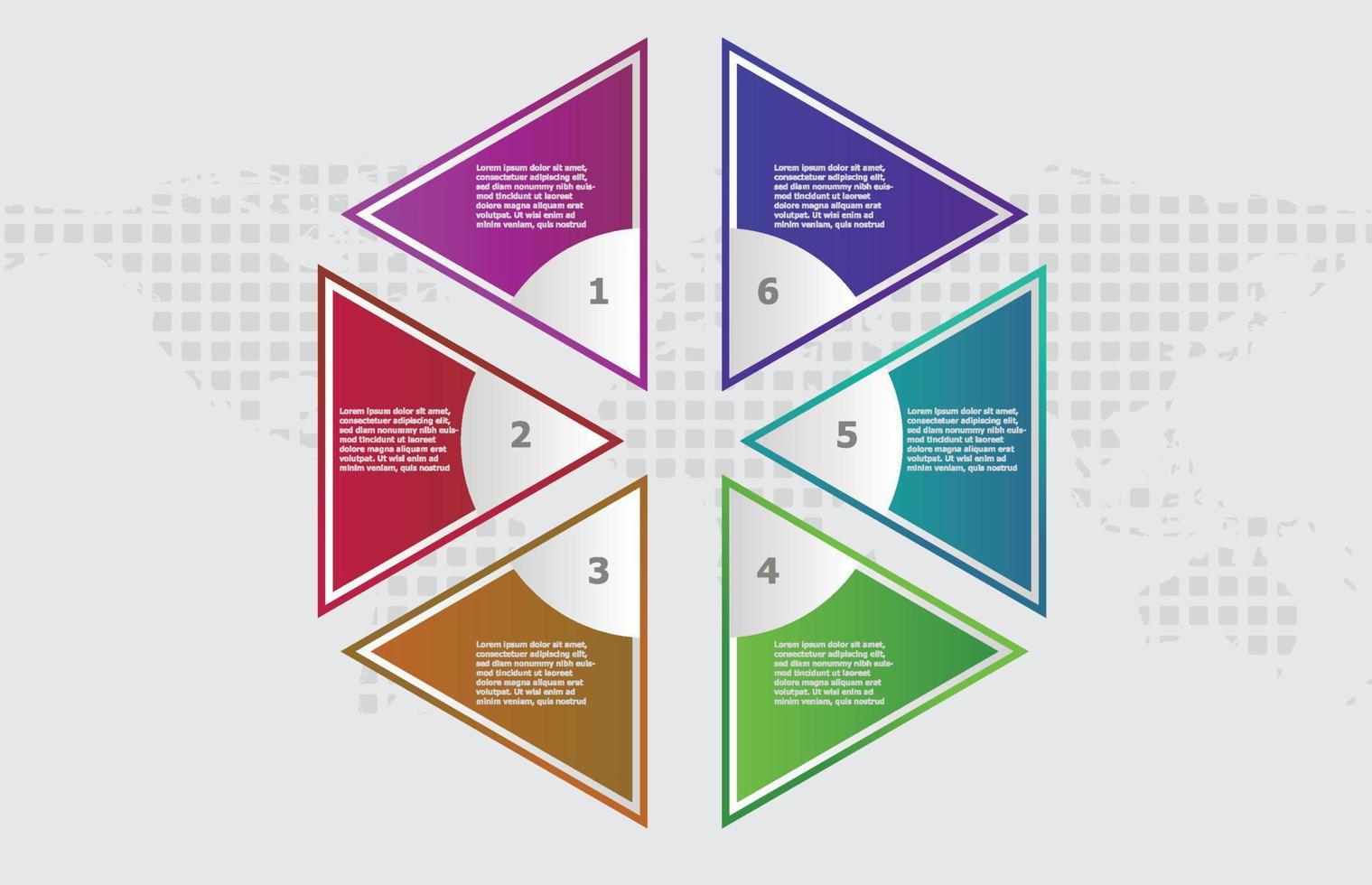 Infografica modello di colorato moderno esagono il giro argomento , presentazione Infografica vettore