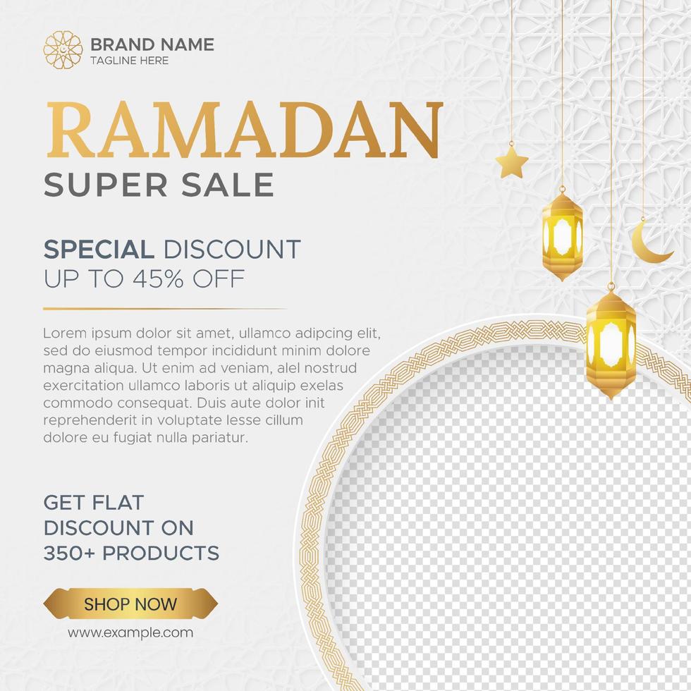 Ramadan kareem vendita bandiera islamico ornamento lanterna sfondo, Ramadan vendita sociale media inviare con vuoto spazio per foto vettore