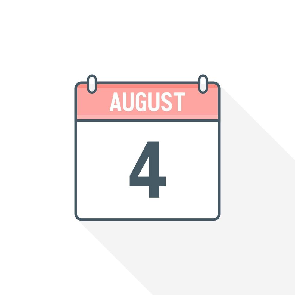 4 ° agosto calendario icona. agosto 4 calendario Data mese icona vettore illustratore