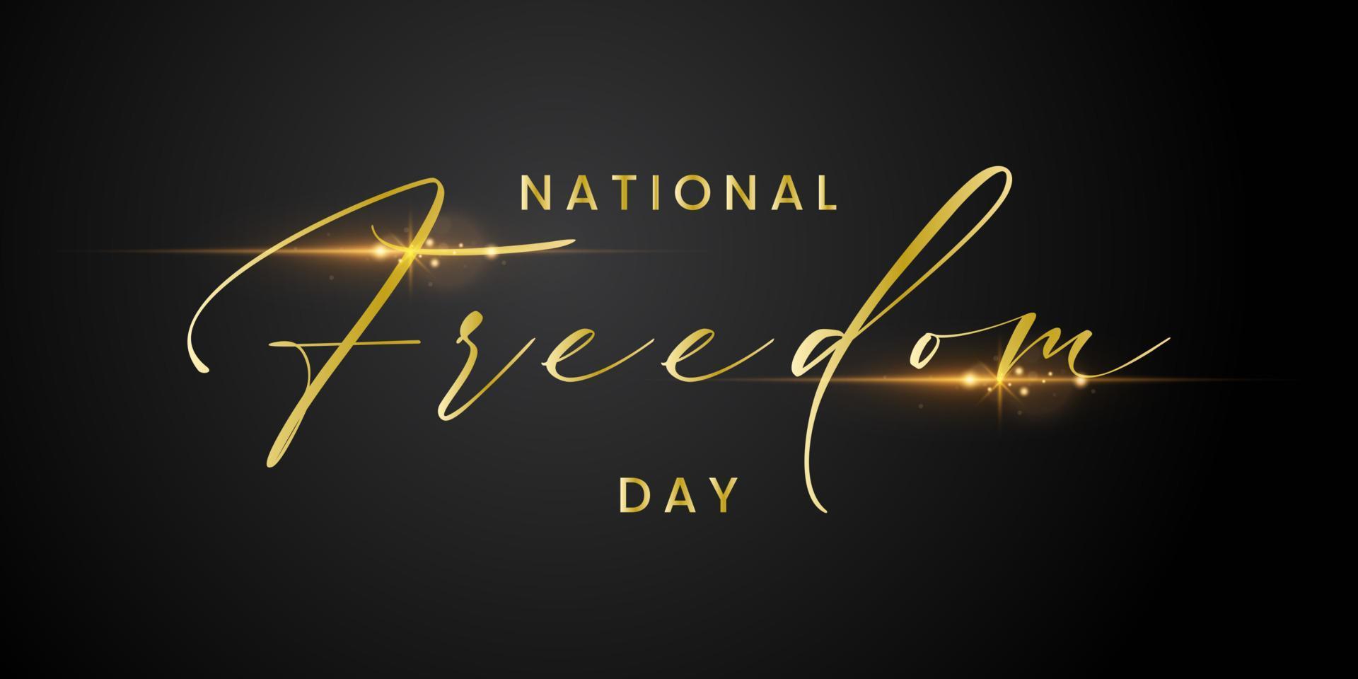 nazionale libertà giorno sfondo con d'oro mano scritta. vettore