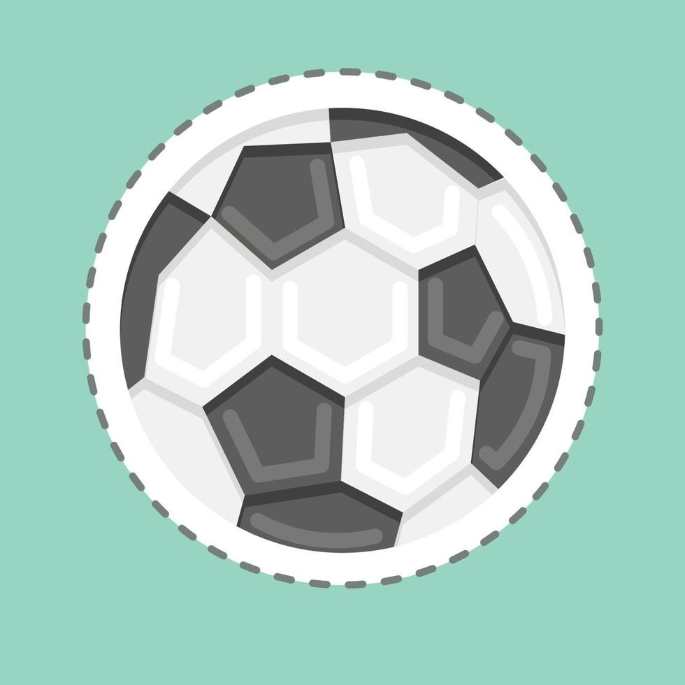 etichetta linea tagliare calcio sfera. relazionato per gli sport attrezzatura simbolo. semplice design modificabile. semplice illustrazione vettore