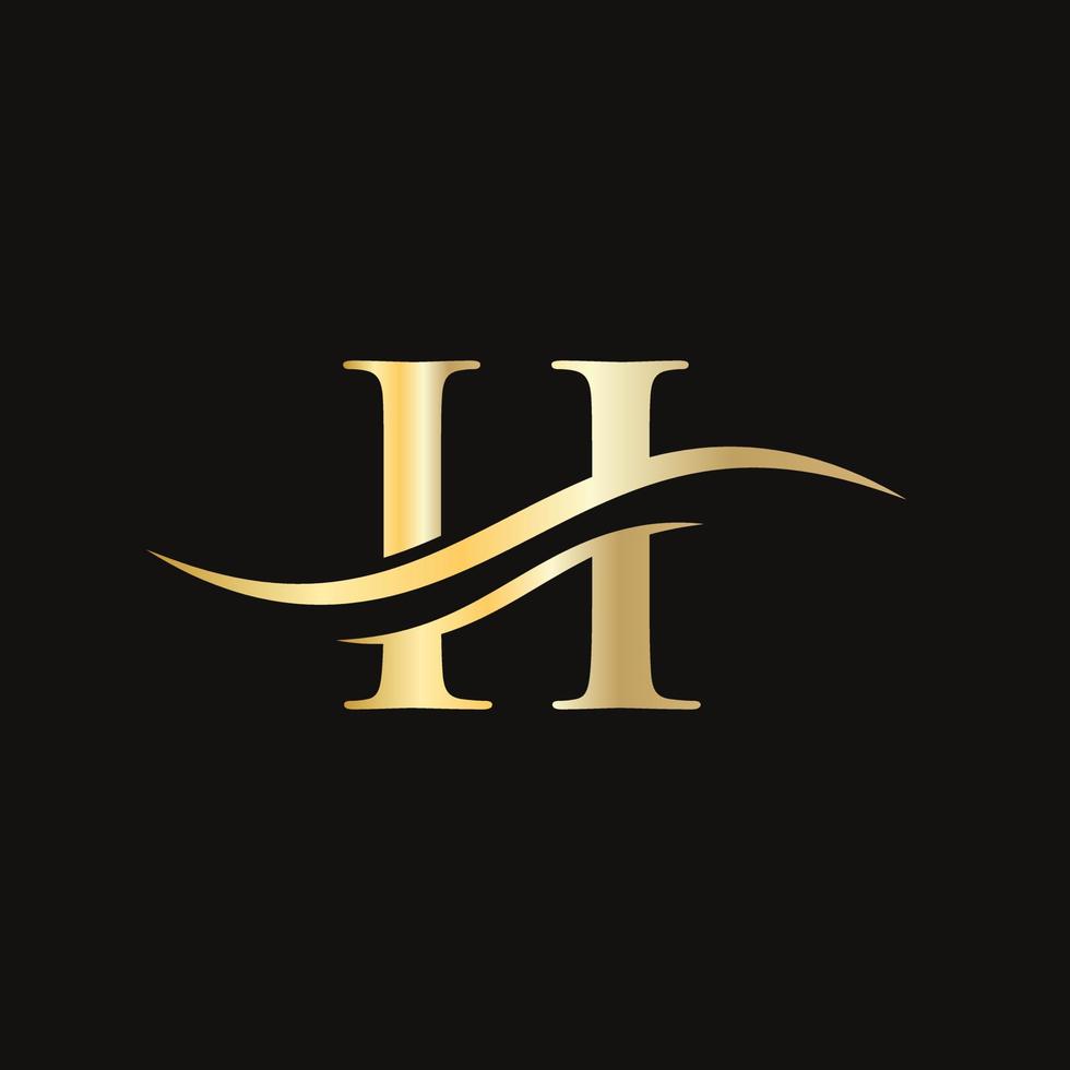 h logo design. premio lettera h logo design con acqua onda concetto vettore
