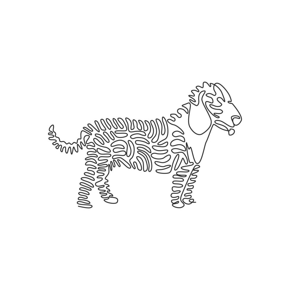 singolo Riccio uno linea disegno di carino cane astratto arte. continuo linea disegnare grafico design vettore illustrazione di amichevole domestico animale per icona, simbolo, azienda logo, manifesto parete arredamento
