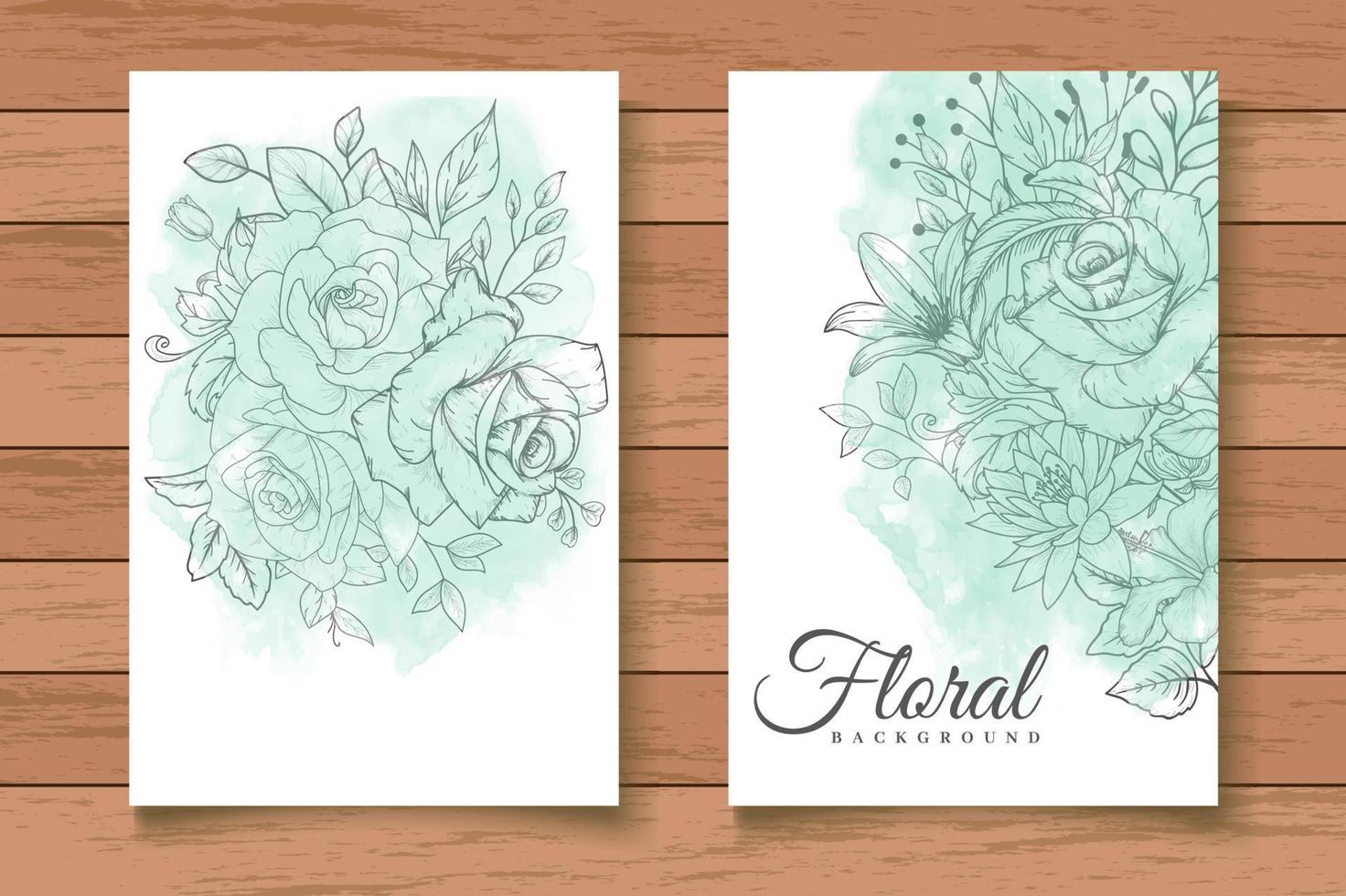 bellissimo set di carte di invito a nozze floreali ad acquerello vettore