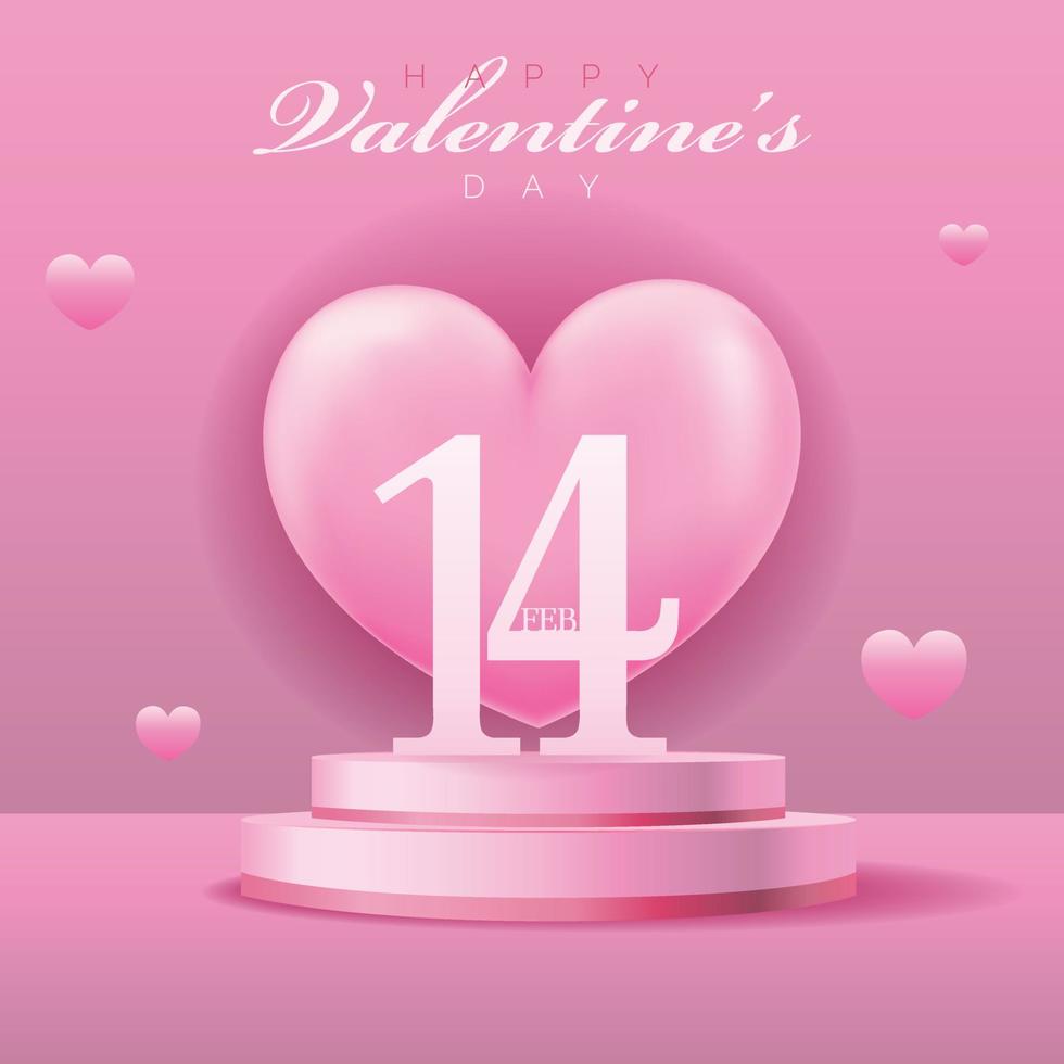 design San Valentino giorno palcoscenico con amore lettera rosa pastello sfondo vettore