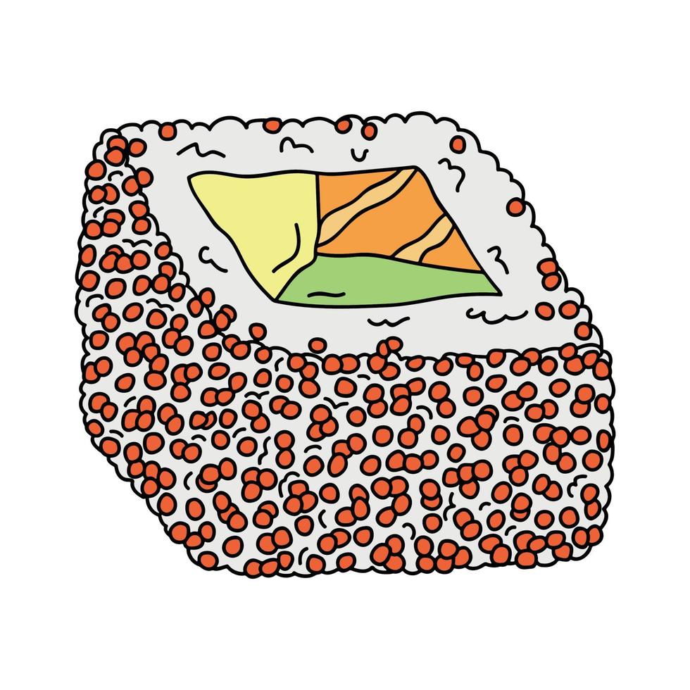 mano disegnato Sushi rotolo clipart. giapponese tradizionale cucina piatti. asiatico cibo vettore