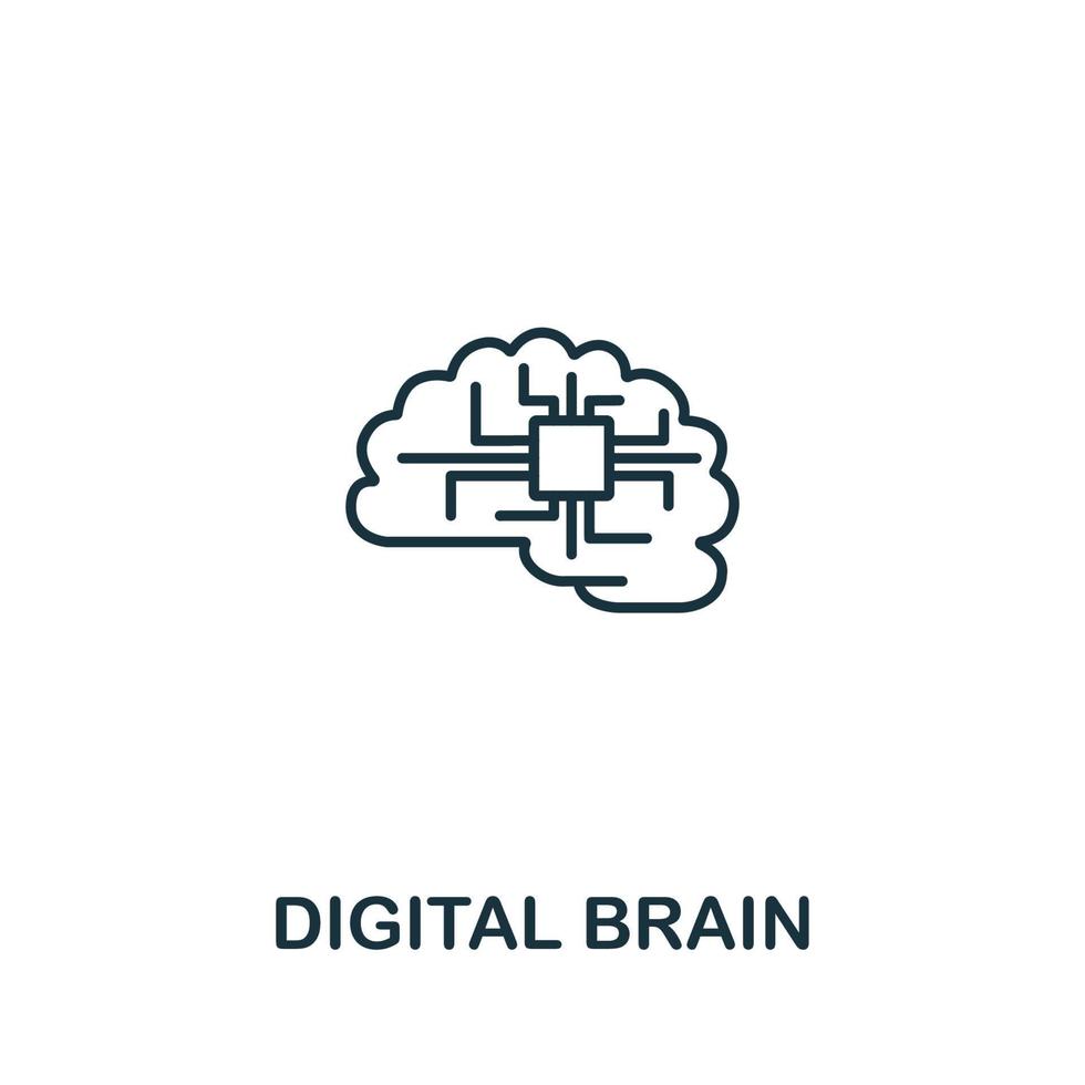 digitale cervello icona a partire dal artificiale intelligenza collezione. semplice linea digitale cervello icona per modelli, ragnatela design e infografica vettore