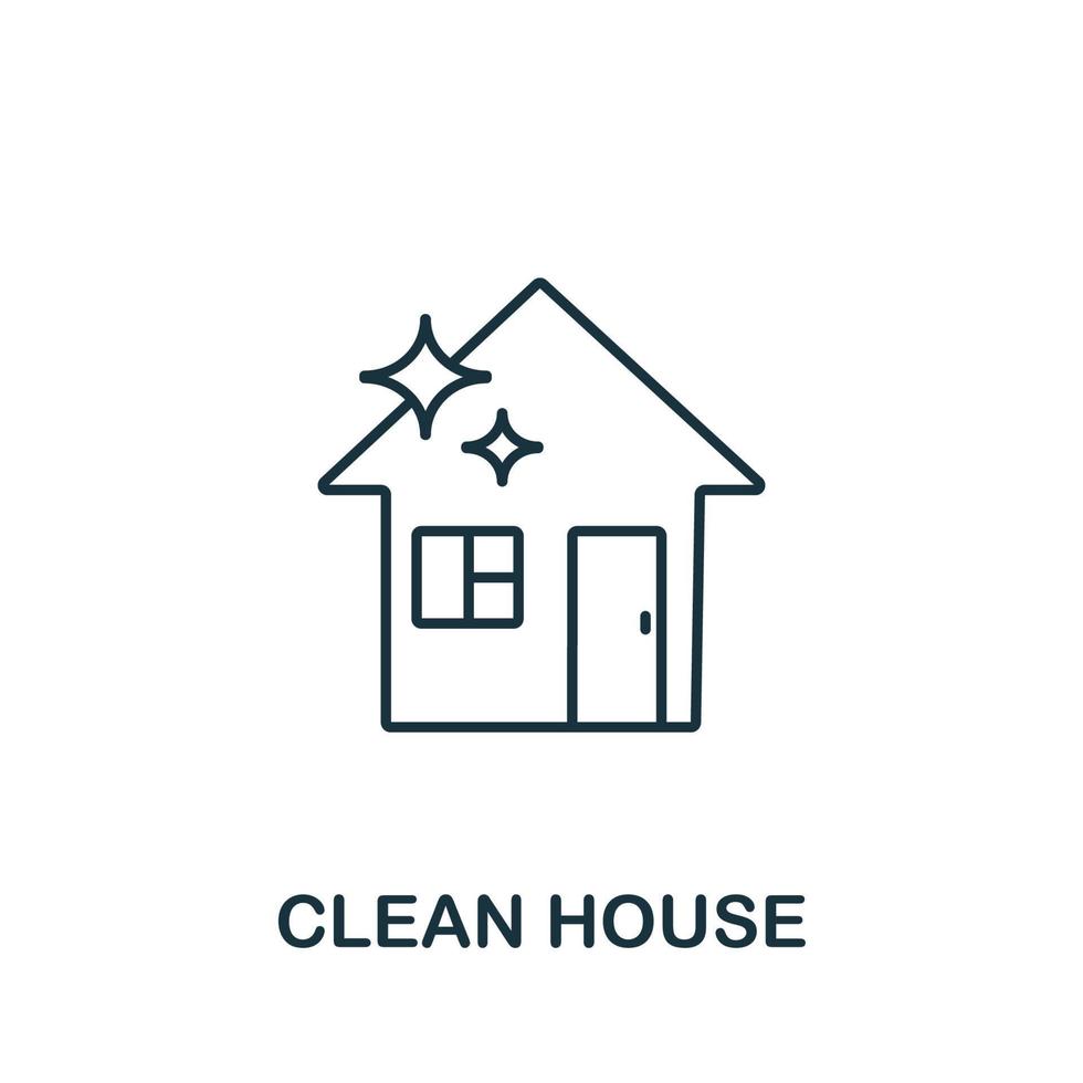 pulito Casa icona a partire dal pulizia collezione. semplice linea elemento pulito Casa simbolo per modelli, ragnatela design e infografica vettore