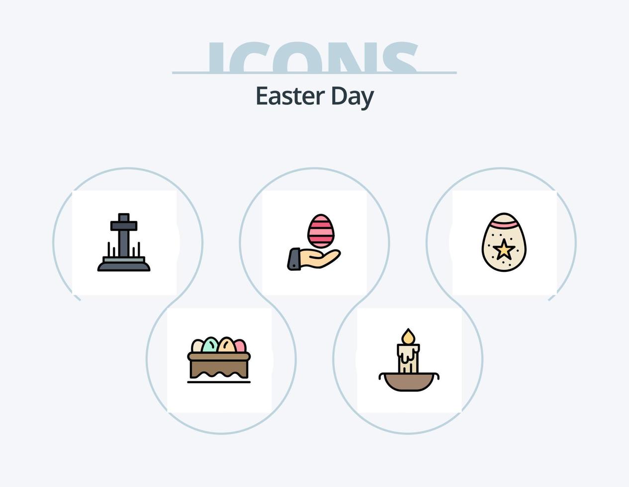 Pasqua linea pieno icona imballare 5 icona design. scuola. vacanza. Pasqua uovo. Pasqua. massege vettore