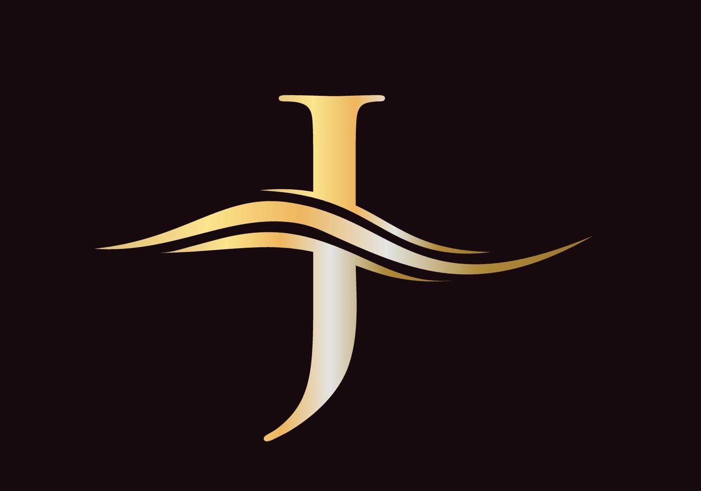 lettera j logo design. j logotipo con acqua onda concetto vettore