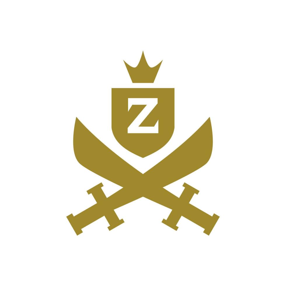 lettera z dentro un' scudo e un' spada con un' classico medievale stile. classico elegante logo modello. vettore