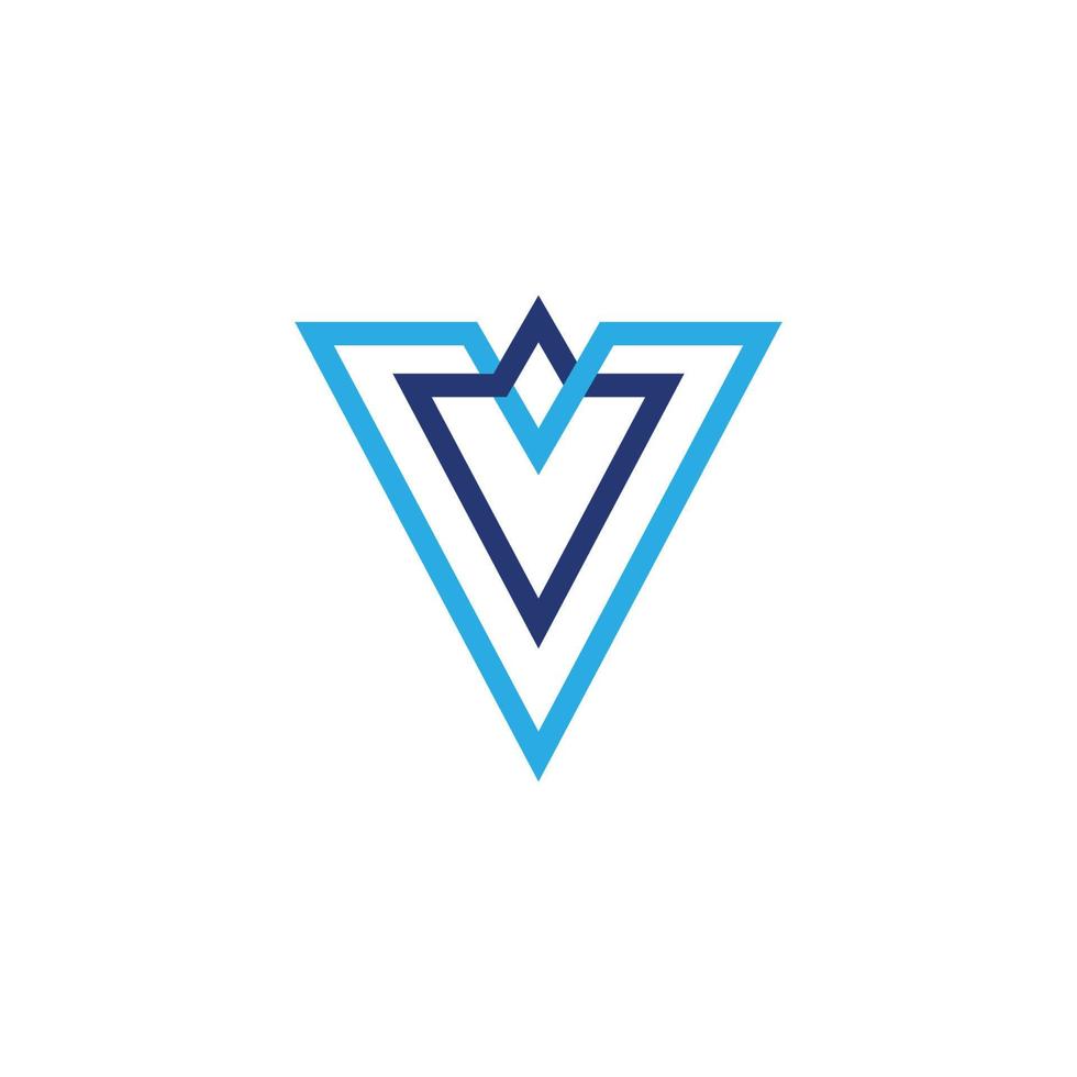 lettera v connesso Linee blu colori logo vettore