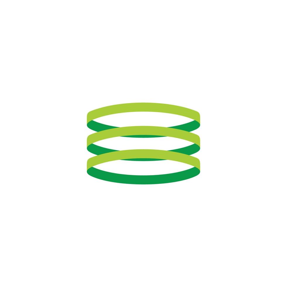 verde tre anelli pila design 3d piatto logo vettore