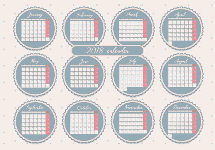 Calendario mensile stampabile Vol 2 Vector