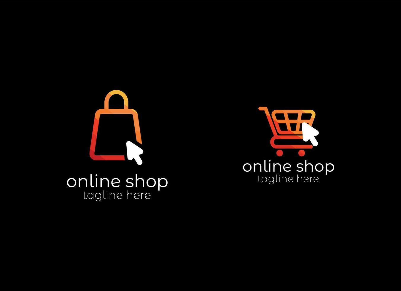 in linea negozio logo disegni modello. illustrazione vettore grafico di shopping carrello e negozio Borsa