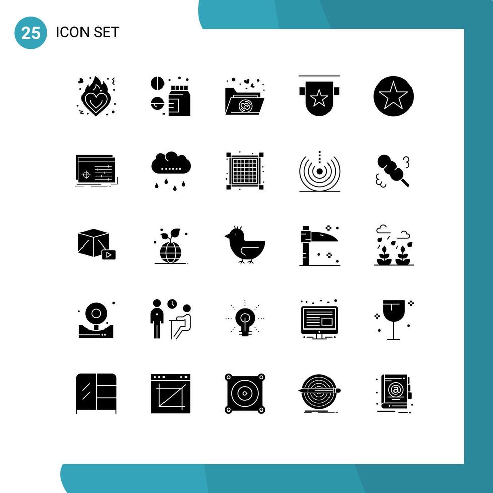 impostato di 25 moderno ui icone simboli segni per cerchio francobollo preferito nastro badge modificabile vettore design elementi