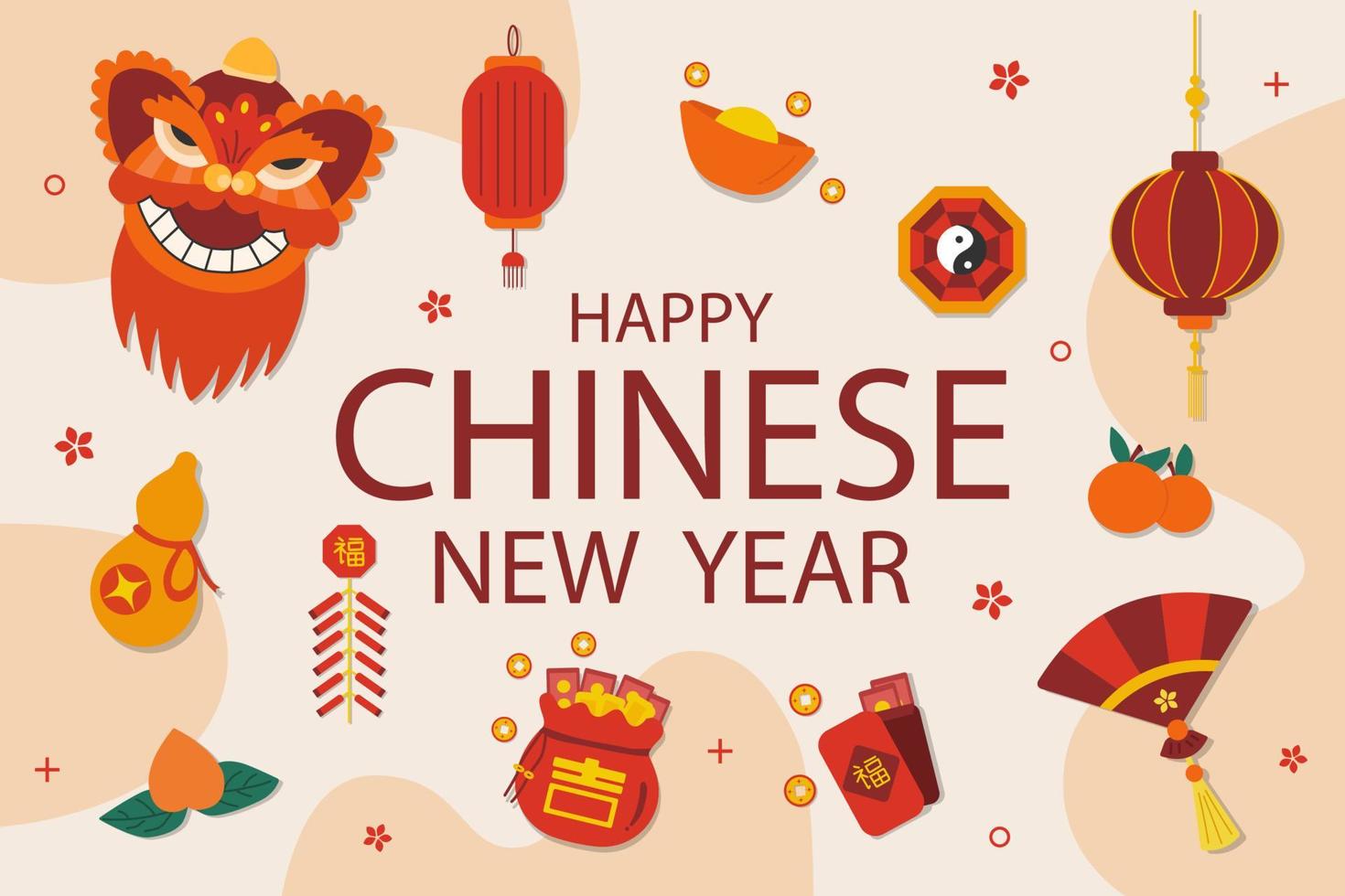 vettore icona di Cinese celebrazione elemento con contento Cinese nuovo anno scritta. Cinese nuovo anno di stagione.