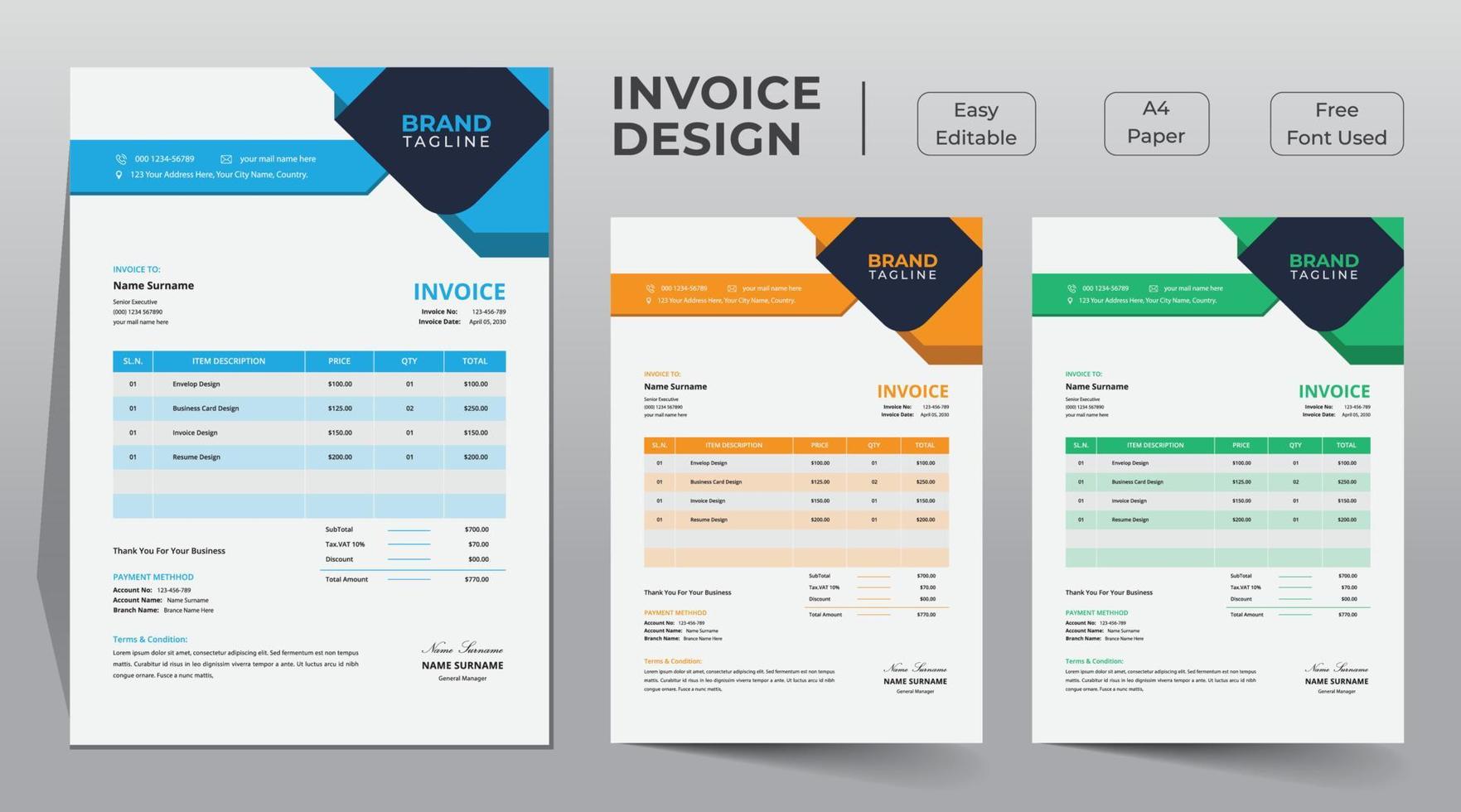 attività commerciale fattura modello design vettore