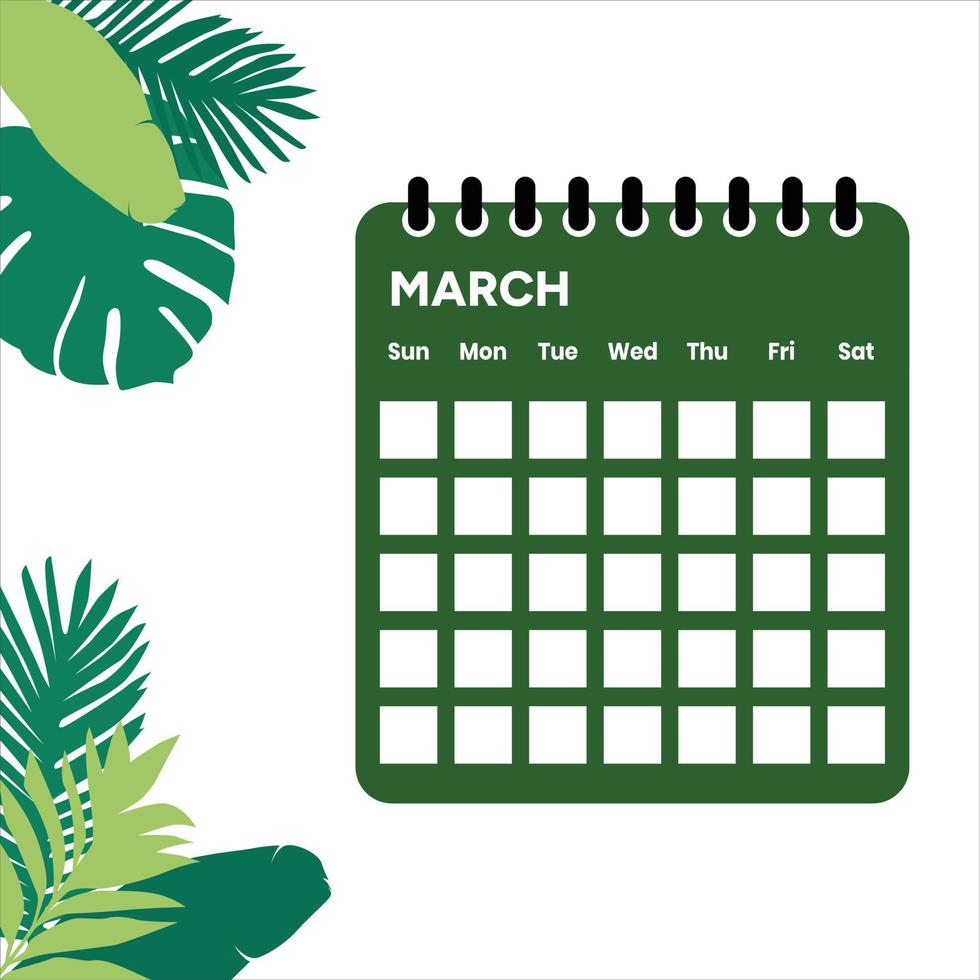 marzo mese calendario vettore