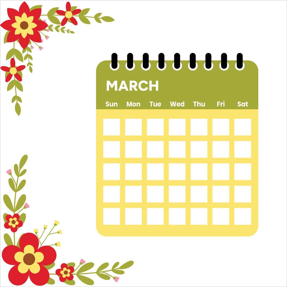 marzo mese calendario vettore