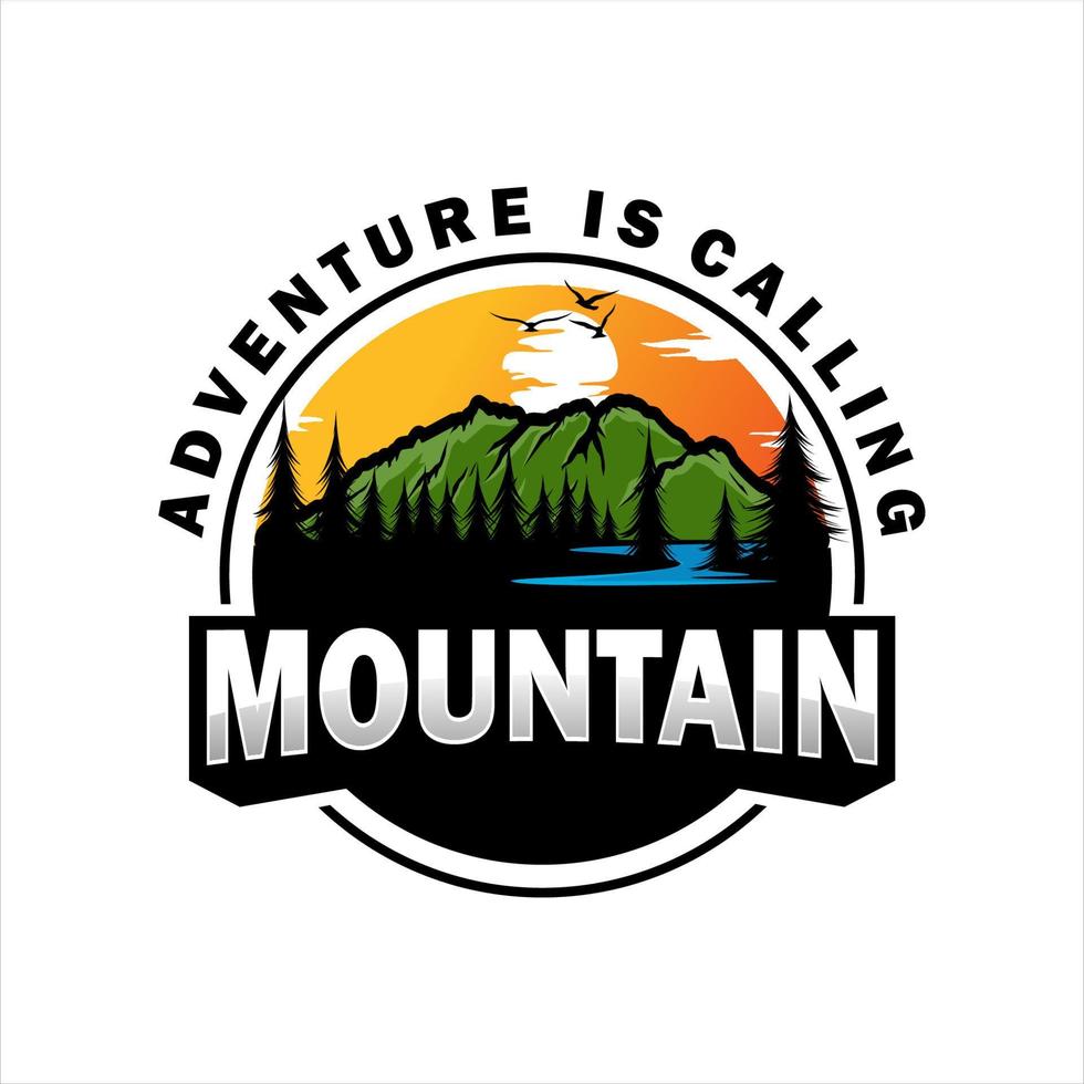 montagna logo design vettore illustrazione, all'aperto avventura