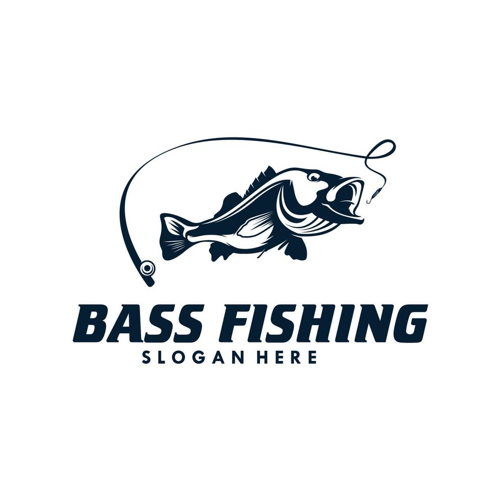 basso pesca logo design modello vettore