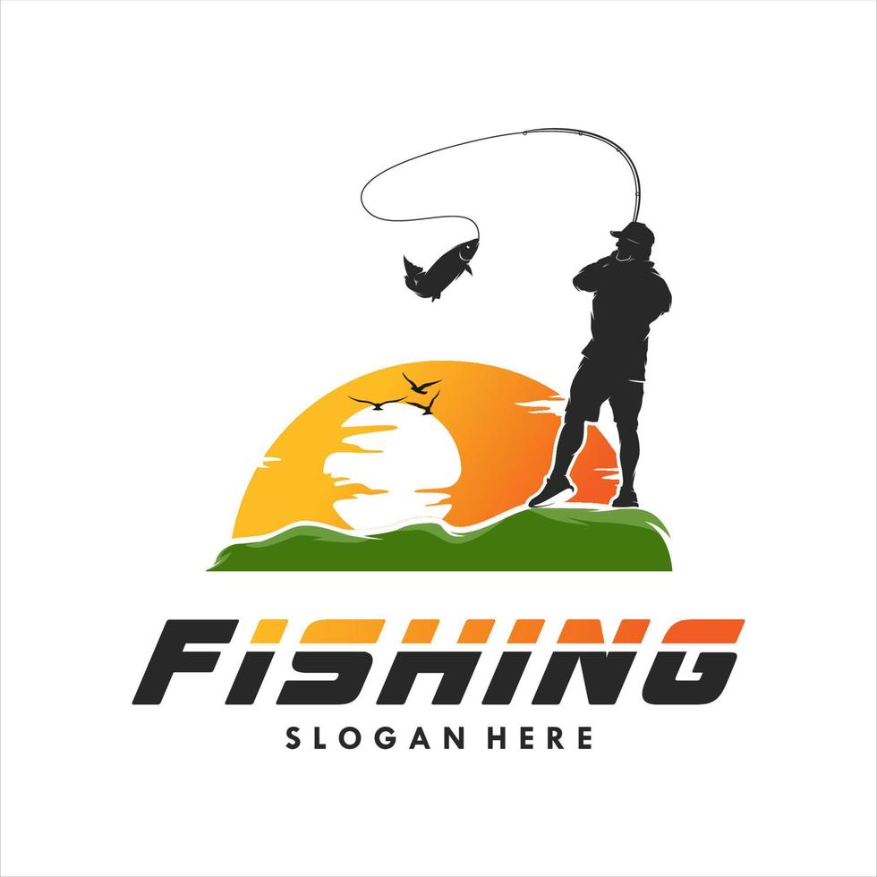 pesca logo design illustrazione vettoriale