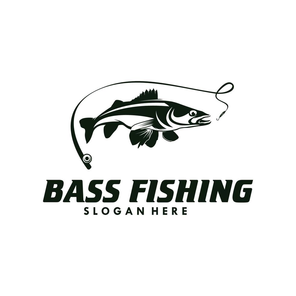 basso pesca logo design modello vettore