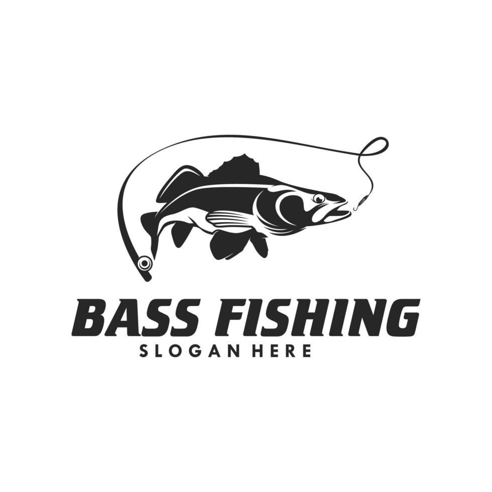 basso pesca logo design modello vettore