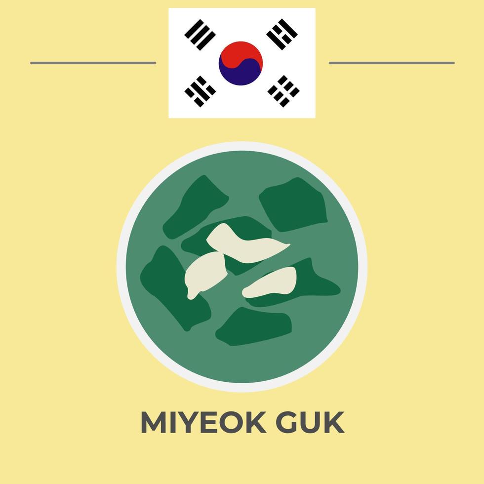 miyeok guk coreano cibo design vettore