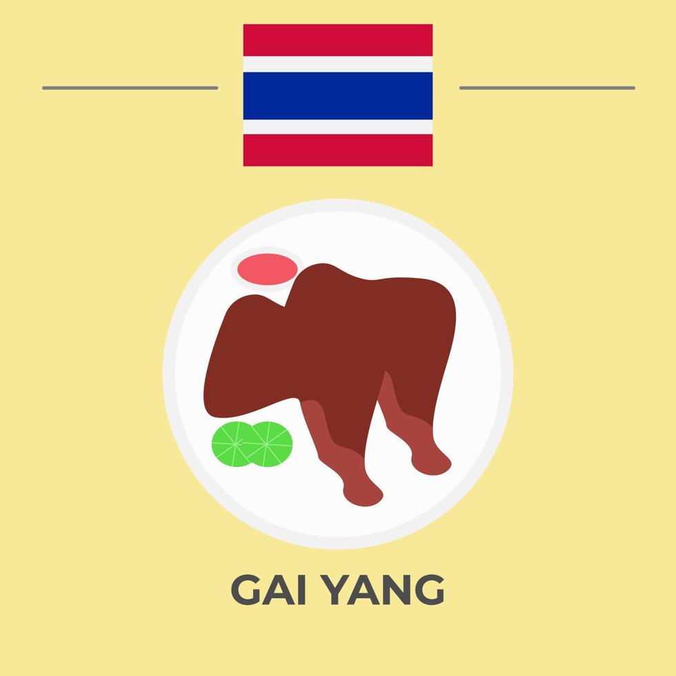 gai yang tailandese cibo design vettore
