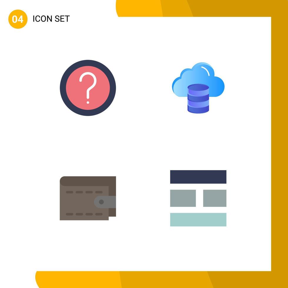 moderno impostato di 4 piatto icone pittogramma di cliente denaro contante Informazioni calcolo portafoglio modificabile vettore design elementi