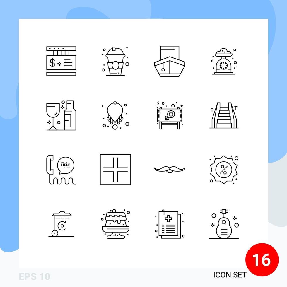 impostato di 16 moderno ui icone simboli segni per scala cucina carico cucinando veicoli modificabile vettore design elementi