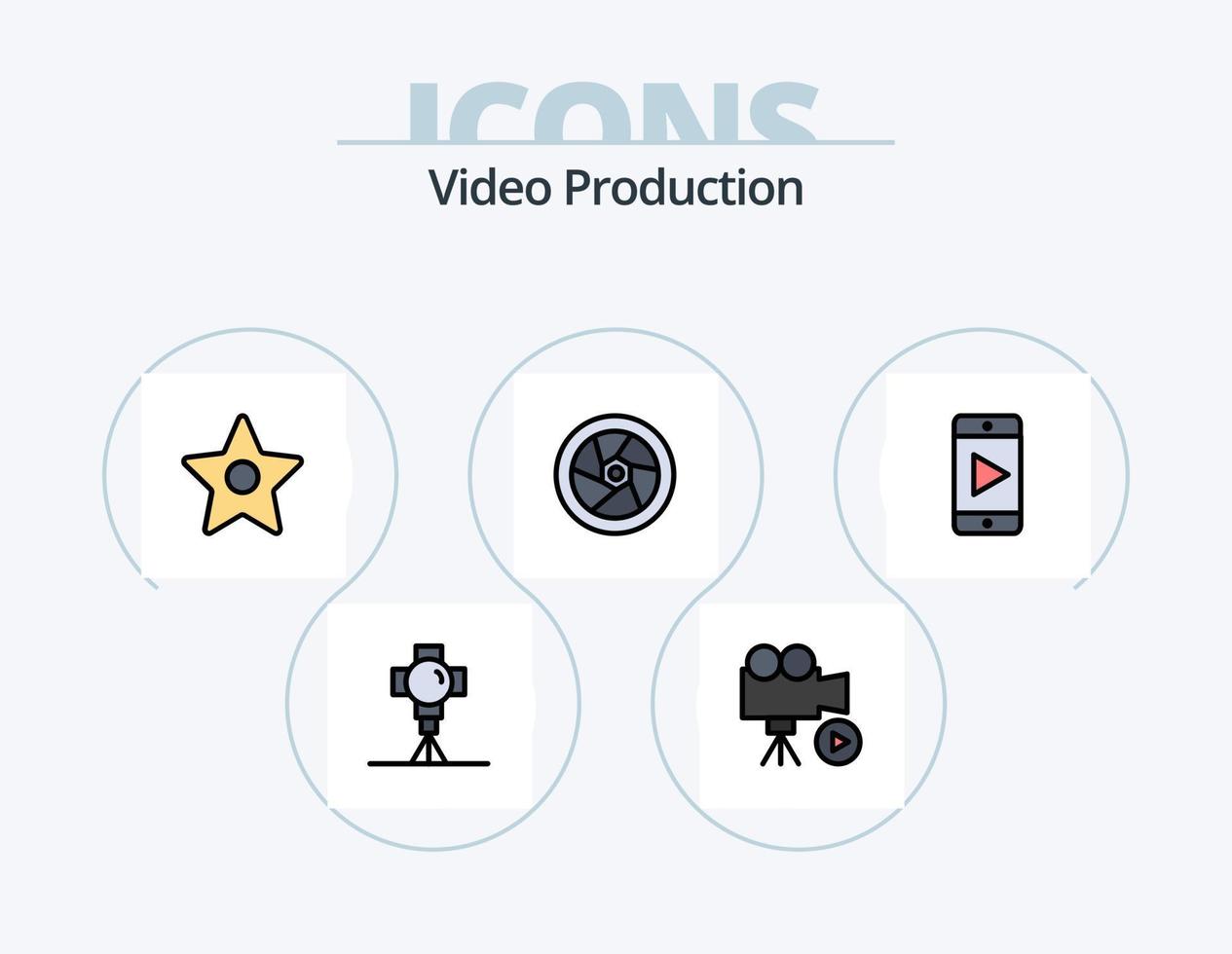 video produzione linea pieno icona imballare 5 icona design. media. film . video. film vettore